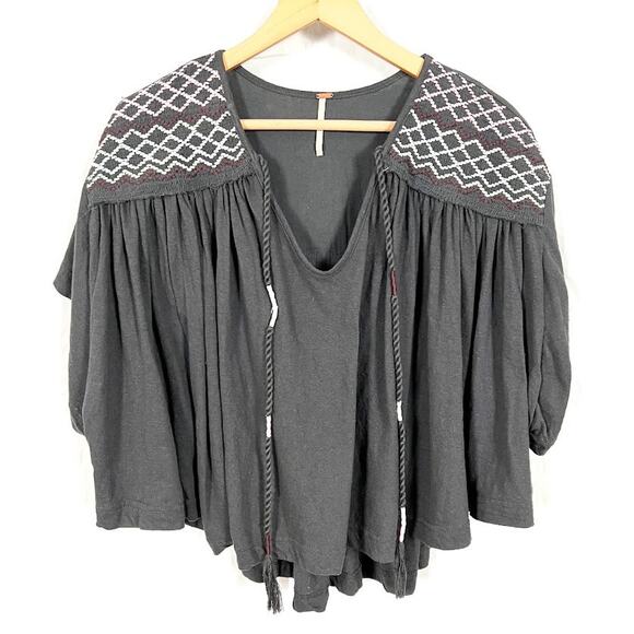 Free People High-Low Blouse Dark Bluish Grey Women's size Small - Picture 1 of 6